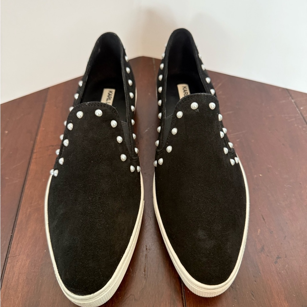 Karl Lagerfeld | Black Suede Slip-On Shoes